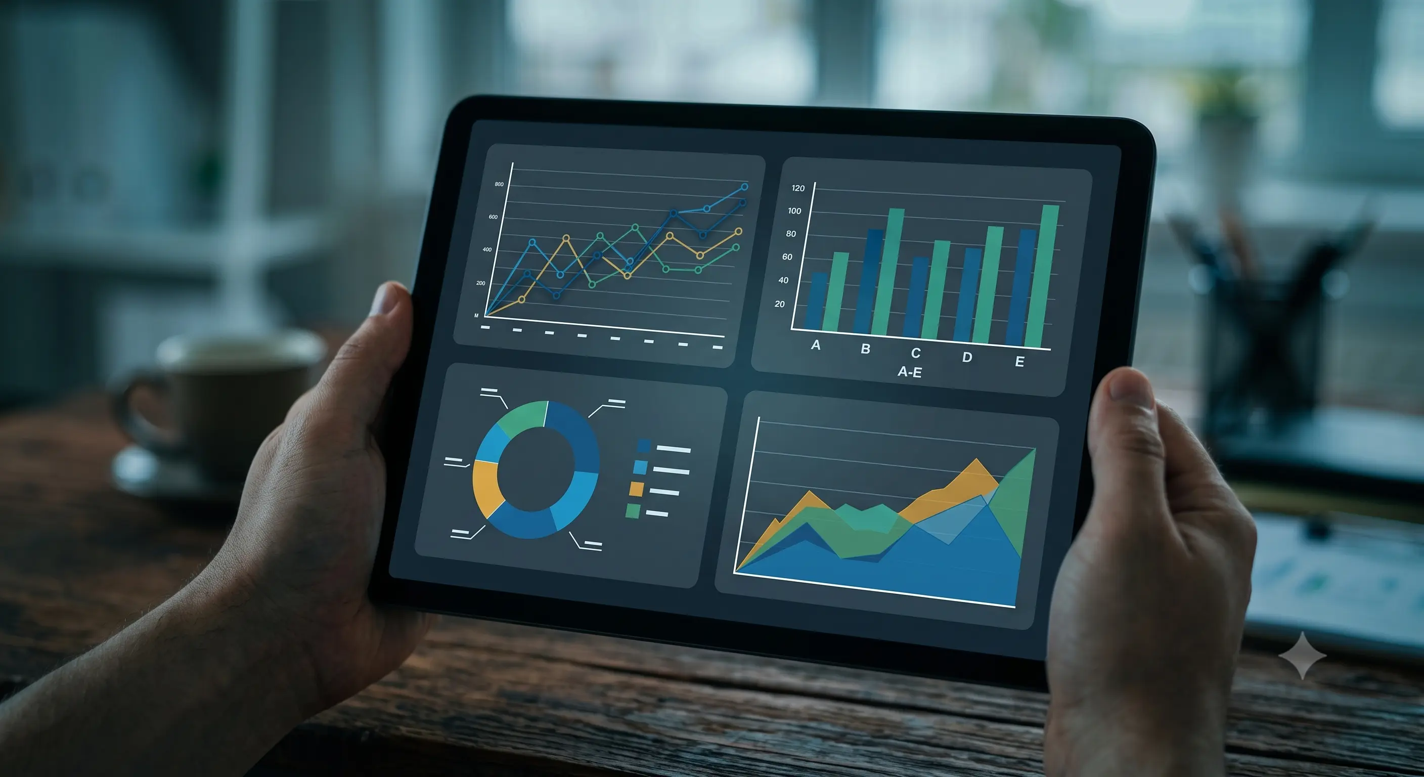 Tablet showing post-event performance metrics and charts